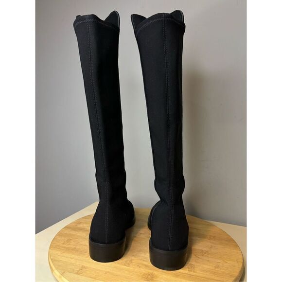 Stuart Weitzman Women's Keelan Suede Pull On Knee High Boots Black Side 4B - Picture 5 of 9
